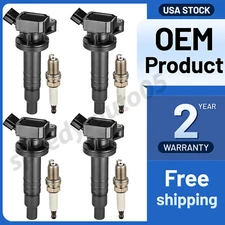 4 Ignition Bobinas Iridium Spark Plug For Toyota Corolla CE LE 1.8L L4 90919-023