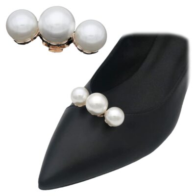 2 Pcs Detachable 3 Pearls Shoe Clips Elegant Metal Shoe Buckle Women Shoes De...