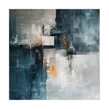 Hand Painted Abstract Painting Texture Acrylic blue Modern Art Oil Painting Gray