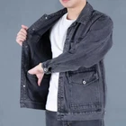 New Spring/ Fall Men's pocket Jacket Retro Cargo Jean coats Solid Denim Jackets