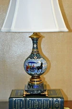 22" CHINESE CLOISONNE LAMP-CHARIOT/HORSE SHADE NOT INCLUDED!