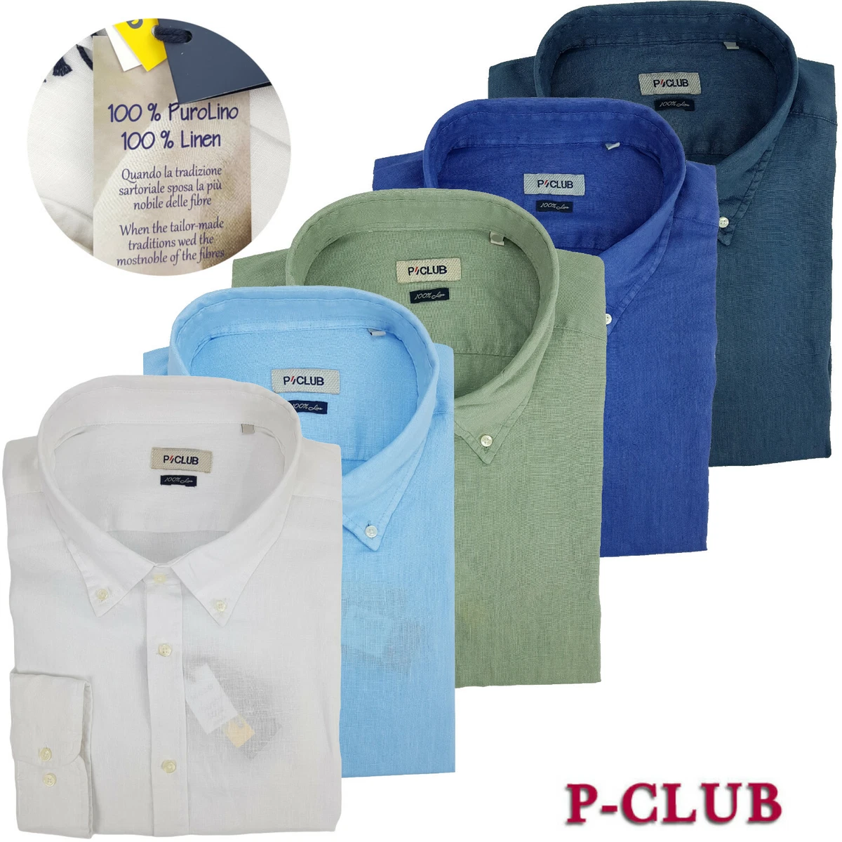 Cromoncent Camicia Uomo In Cotone E Lino A Maniche Lunghe - Blu Puro, Taglia 3XL, Motivi Scozzesi
