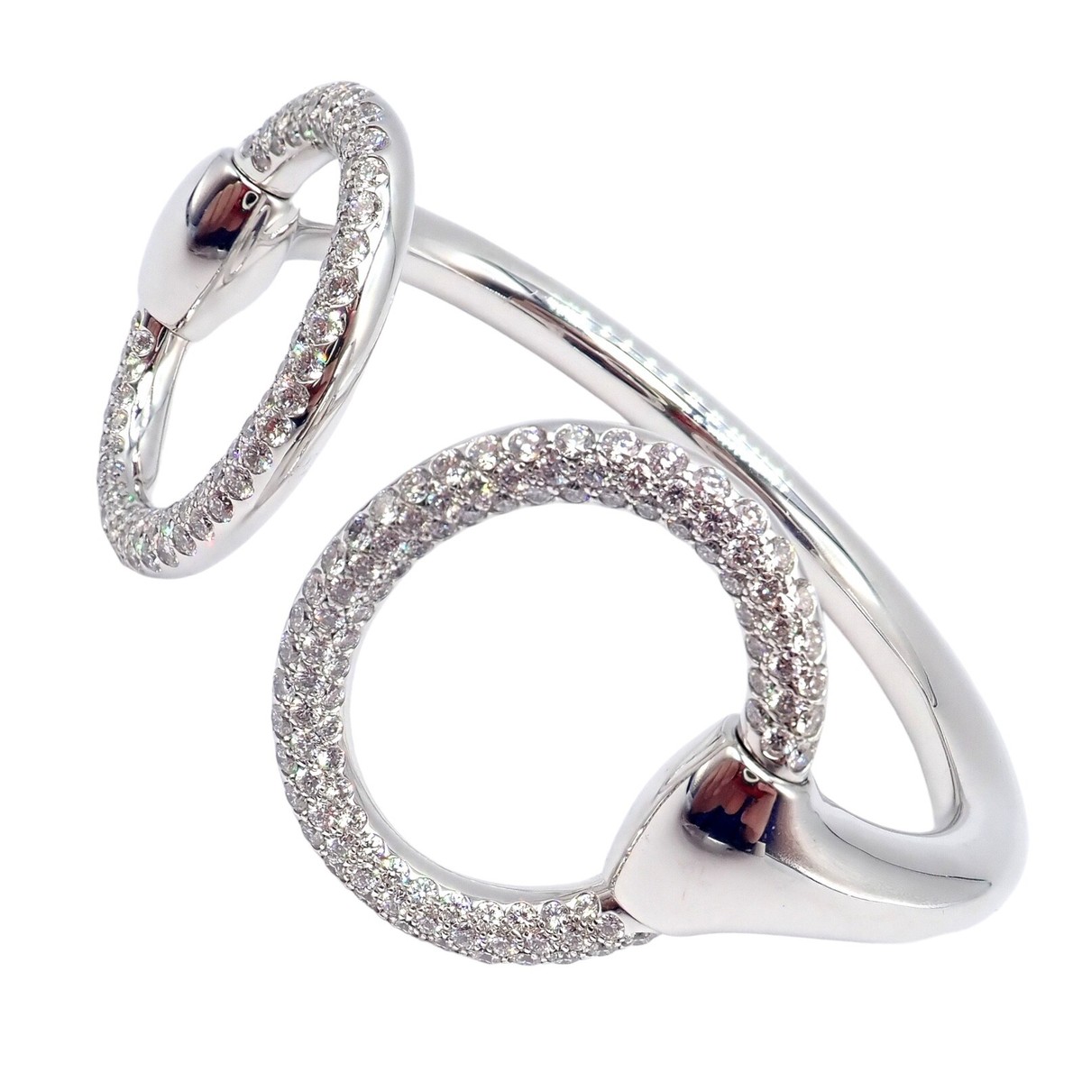 Authentic! Hermes Nausicaa 18K White Gold Diamond Horsebit Authentic! Hermes Nausicaa 18K White Gold Diamond Horsebit