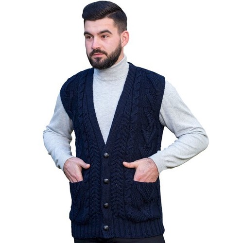 Merino Wool Cable Knit Sleeveless 