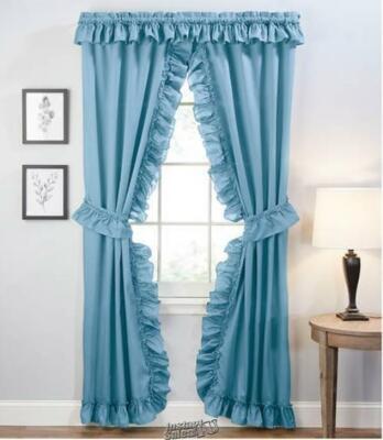 Stacey 54''Wx84''L Ruffled Panel Pair Slate Blue 