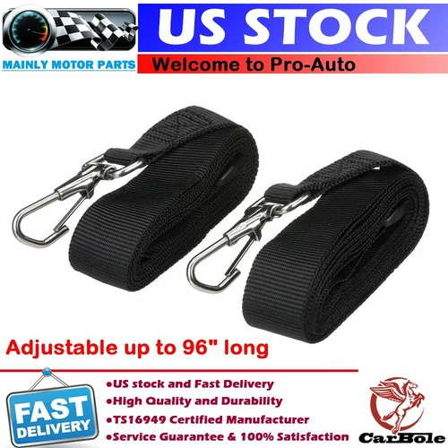 2 PAck Double Bimini Top Strap w/ Hooks Adjustable All Stainless Steel Hardware