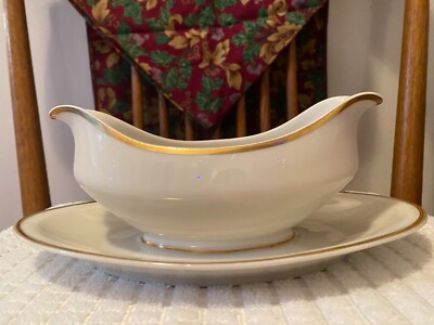 Saucière Élite Works Limoges France blanc et or