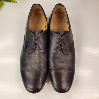 Bed Stu Newman Black Hand Wash Distressed Leather Oxfords 