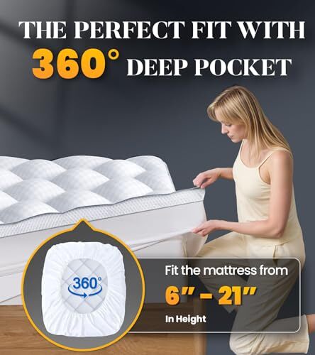 3 Inch Ultra-Fluffy Memory Foam Mattress Topper for Back Pain, Queen White - Picture 7 of 7