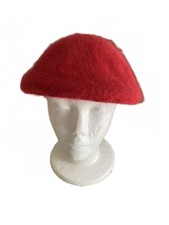 Vintage 80's Angora Wool Blend Fuzzy Red Beret Womens One Size Cap