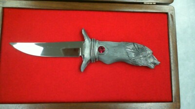Ricker Knife Pewter Wolfs Head