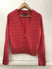 American Eagle Outfitters Red Sparkle Striped Button Up Cardigan Women's Size L