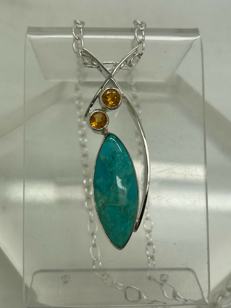NWOT JAY KING MINE FINDS DTR Turquoise Citrine Pendant Chain Link Necklace  20