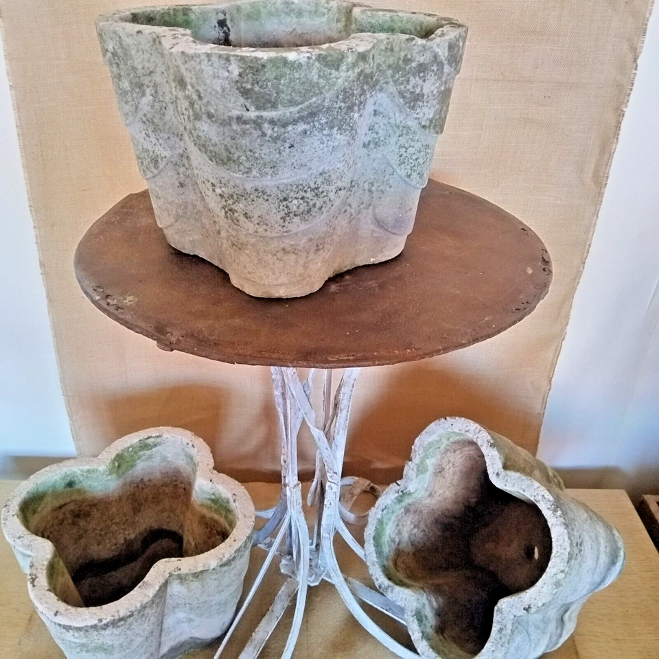 individual mid century cast stone planters - Image 2 of 4