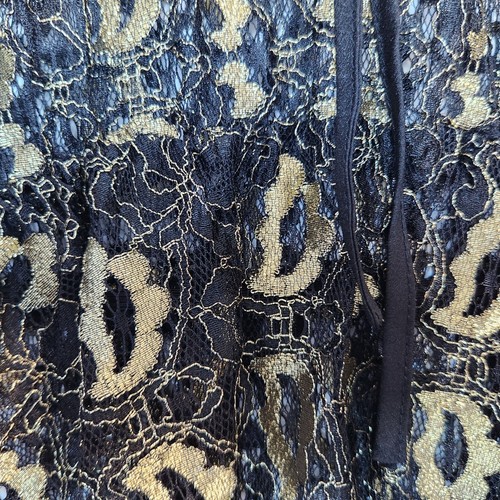 Misguided Dark Witchy Fairy Goth Black & Metallic Gold Lace/Mesh Top XS - Picture 12 of 13