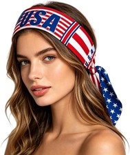 4th of July Sports Head Tie Headband Elastic Non Slip Moisture Wicking Bandana
