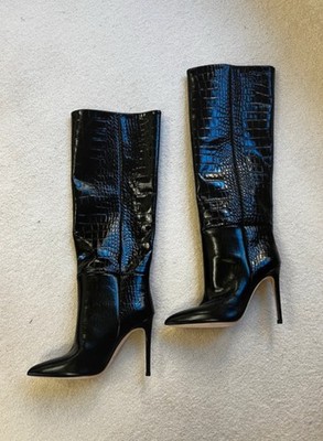 Paris Texas Stiletto 105 Leder Kniestiefel in Krokooptik Gr. 38 (mit Karton)