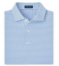 Peter Millar White Blue Tempo Performance Mesh Polo Golf Stripe NWT 2XL