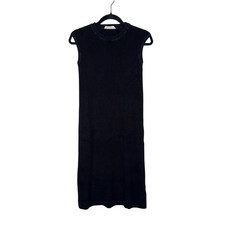 Everlane Midi Dress Women Small Black Excellent Organic Cotton Ribbed Sleeveless