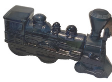 Vintage Avon Steam Locomotive Train Cologne Decanter Empty Black Glass Bottle