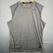 Nike Pro Shirt Mens XL Gray Dri FIT Sleeveless Fitted Compression Base Layer Gym