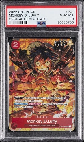 2022 ONE PIECE OP01-ROMANCE DAWN ALTERNATE ART #024 MONKEY D. LUFFY PSA 10