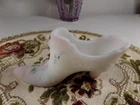 VTG Fenton Satin Glass Shoe Boot Slipper Hand Painted Floral Signed