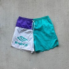 Umbro Vintage Colorblock Shorts Men's Size M Teal Purple White Nylon 90s USA