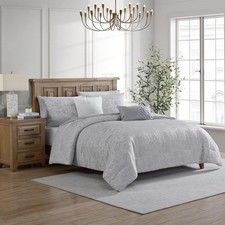 - Comforter Set, Jacquard 5-Piece Bedding with Matching Shams Decorative Pi...