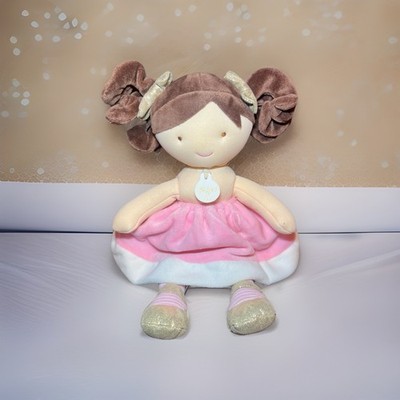 Jolijou Paris Rag Doll Brown Hair Pink Dress Soft Body Girl Doll