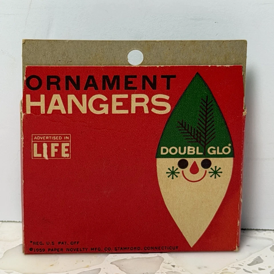 De colección 1959 Doble Glo Adorno Perchas Caja Papel Novedad Mfg Stamford CT Foto 2 de 4
