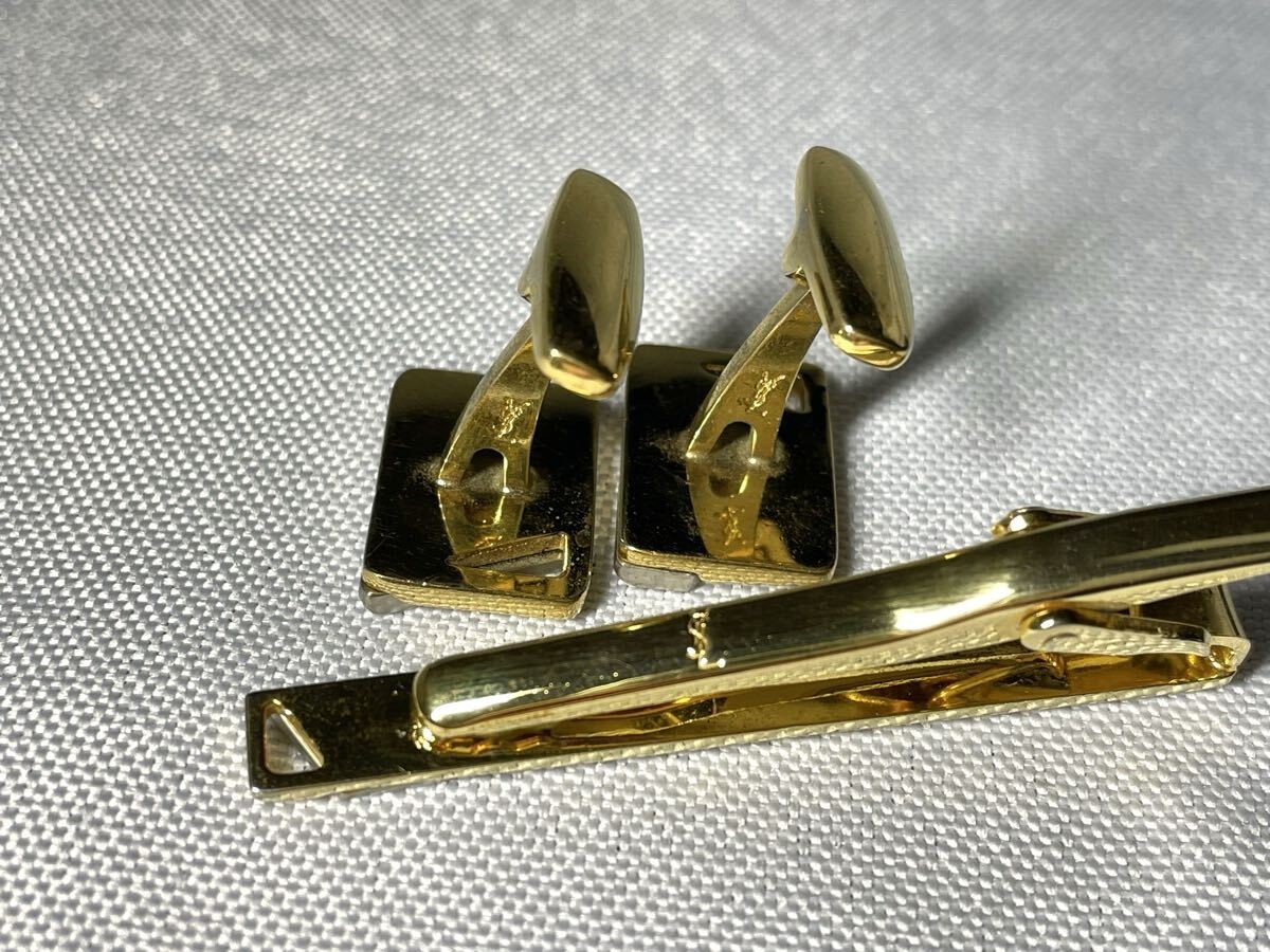 YVES SAINT LAURENT Yves Saint Laurent YSL gold matte silver vintage cufflinks t thumbnail 5