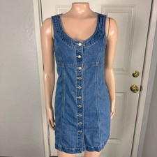 Vintage Y2K Gap Women's Dress 1 Mini Denim Button Cotton 90s Shift HH7