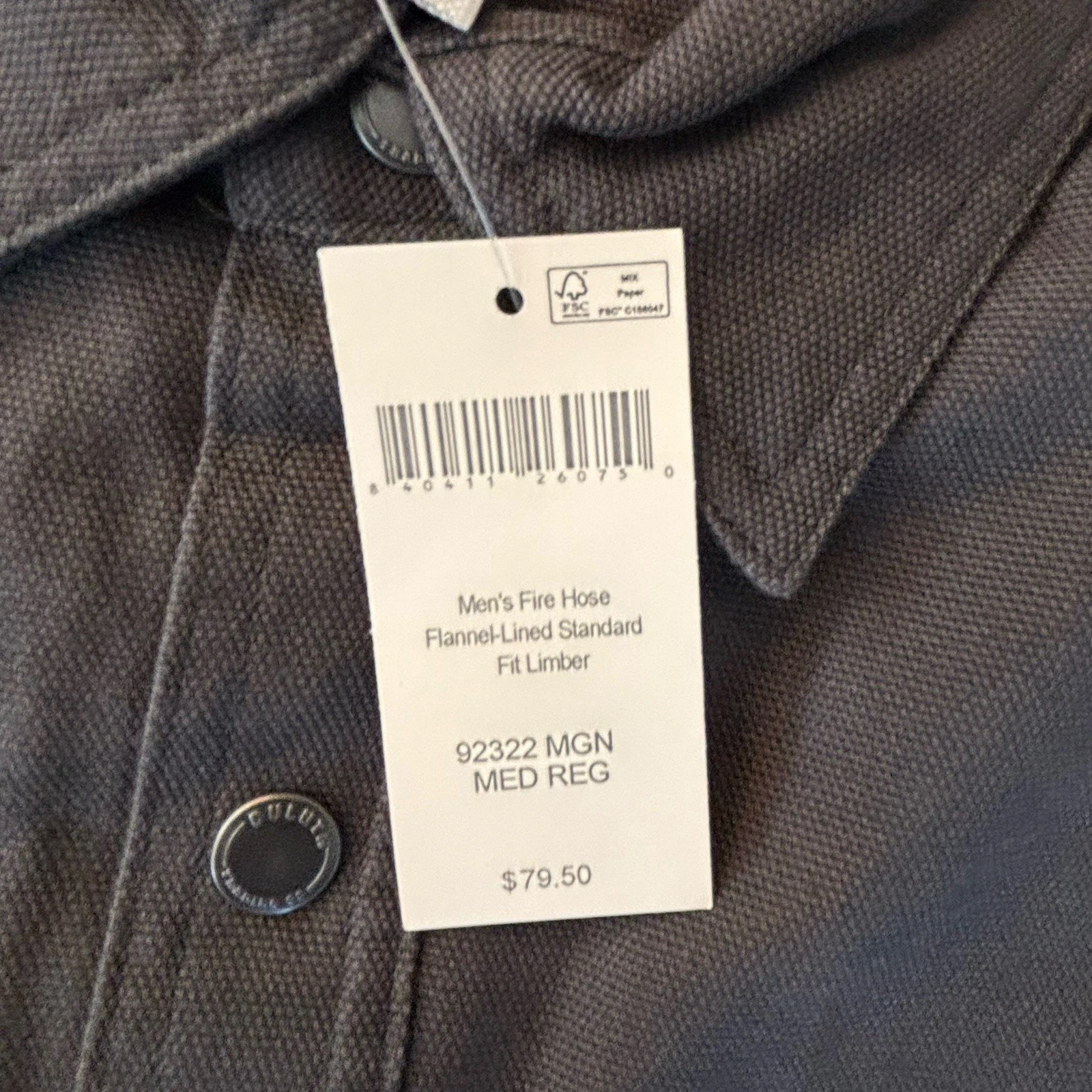 Duluth Trading Co. Jacket Mens M Black Fire Hose Flannel Lined Fit Limber - product detail image 5