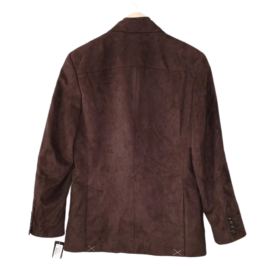 NEW Tasso Elba Mens Faux Leather Suede Jacket size S Brown Pockets Lined Vented - Image 2 of 4