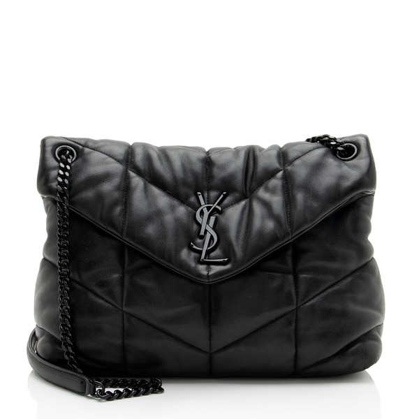 Saint Laurent Lambskin Monogram Puffer LouLou Medium Shoulder Bag