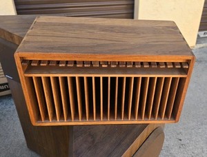 Vtg Kalmar Designs 20 Slot CD Holder Teak Wood MCM Storage Eject Buttons Work
