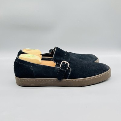 John Varvatos Shoes Mens 12 Black Suede Buckle Slip On Casual Sneakers Comfort