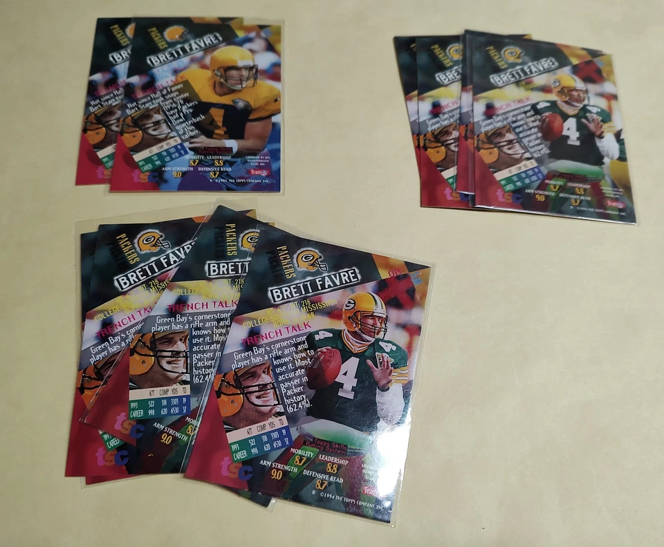 Brett Favre 1994 Stadium Club Lot OF 10 Cards  #536 & #604 Green BayPackers! HOF - Image 2 of 2