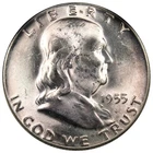 1955-P Franklin Half Dollar BU Brilliantly Uncirculated 50C Toned A2740