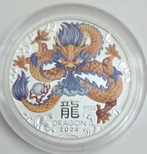 2024 1/4oz Australia Perth Mint Lunar Series III  Year of the Dragon Colorized .