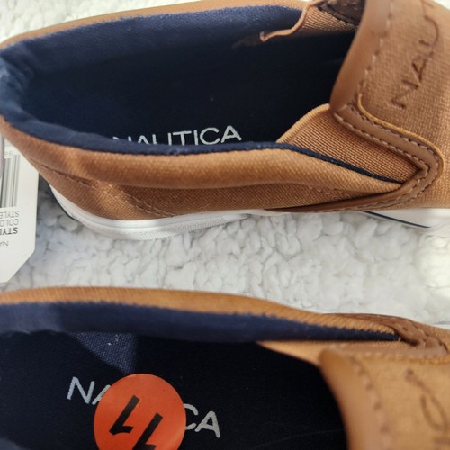 Nautica Youth Kids Boys Casual Shoe Sneaker Brown Slip-On Akeley Saze 11 #2 - Picture 7 of 8