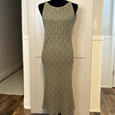 Rachel Zoe L Crochet Midi Dress Women Olive Green BoHo City - 2 pc. Grunge Y2K