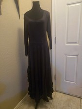 Joyfolie Mia Joy Long Sleeve Ruffle Maxi Dress Charcoal Gray Boho Whimsigoth