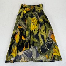 FARM Rio Black Banana Craze Front Tie High Low Skirt Womens Size S Tropical
