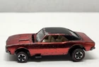 1967 Hot Wheels Redline Custom Camaro Red Black Roof White Interior USA Vintage
