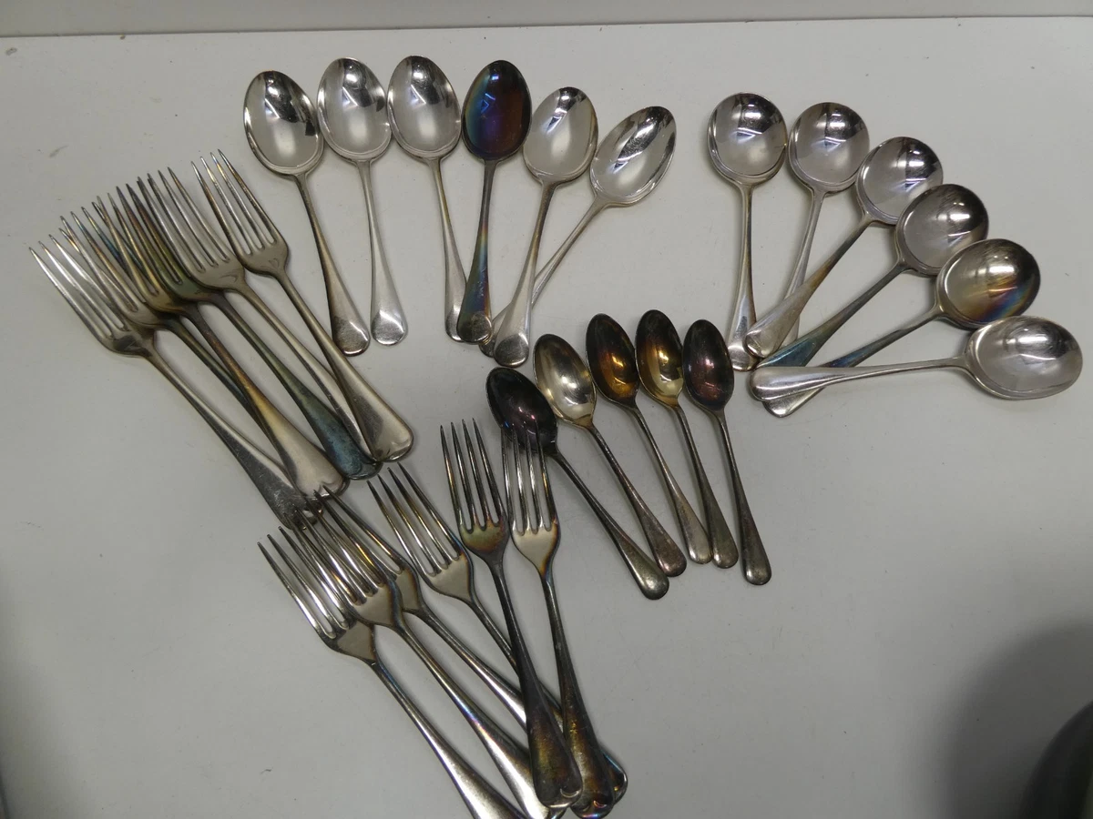 DECO SILVER PLATE CUTLERY SET FORKS & SPOONS - PITCHER SHEFFIELD EPNS 29 PIECES