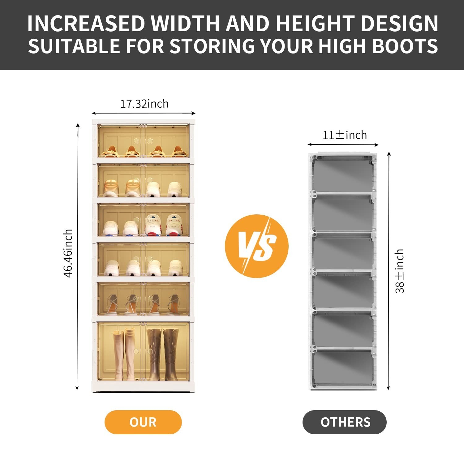 6-Tier Foldable Shoe Rack Organizer for Closet 12Pairs Plastic Shoe Shelf Col...