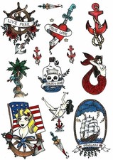 Sailor Seaman Marine Temporary Tattoo Set by Tatsy, Original Cool Unique...