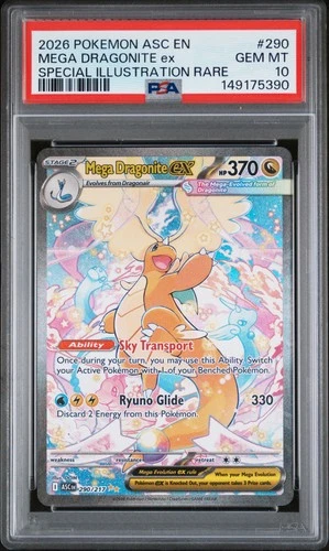 2026 POKEMON ASCENDED HEROES SPECIAL ILLUSTRATION RARE MEGA DRAGONITE EX PSA 10